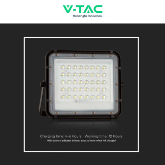 VT-80W Faro LED 10W IP65 Nero Pannello Solare e Telecomando V-Tac