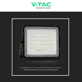VT-80W Faro LED 10W IP65 Nero Pannello Solare e Telecomando V-Tac