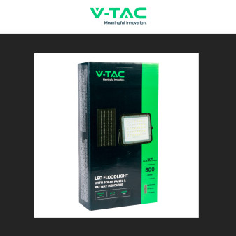 VT-80W Faro LED 10W IP65 Nero Pannello Solare e Telecomando V-Tac