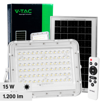V-Tac VT-120W Faro LED 15W IP65 Bianco Pannello Solare e Telecomando