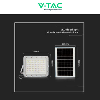 V-Tac VT-120W Faro LED 15W IP65 Bianco Pannello Solare e Telecomando