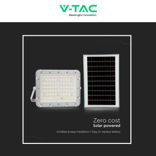 V-Tac VT-120W Faro LED 15W IP65 Bianco Pannello Solare e Telecomando