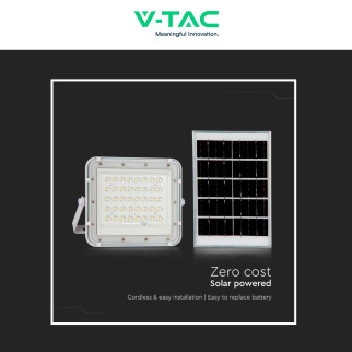 VT-80W Faro LED 10W IP65 Bianco Pannello Solare e Telecomando V-Tac