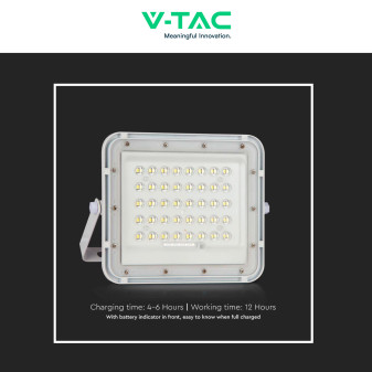 VT-80W Faro LED 10W IP65 Bianco Pannello Solare e Telecomando V-Tac