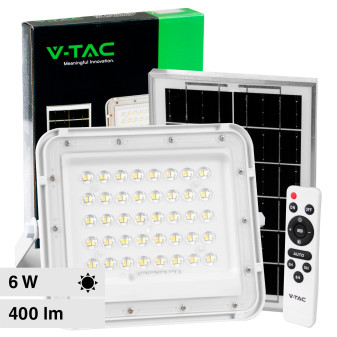 VT-40W Faro LED 6W IP65 Pannello Solare e Telecomando V-Tac