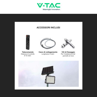 V-Tac VT-120W Faro LED 15W IP65 Nero Pannello e Telecomando