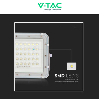 VT-40W Faro LED 6W IP65 Pannello Solare e Telecomando V-Tac