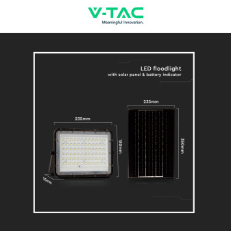 V-Tac VT-120W Faro LED 15W IP65 Nero Pannello e Telecomando