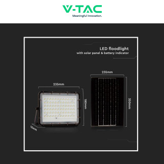 V-Tac VT-120W Faro LED 15W IP65 Nero Pannello e Telecomando
