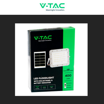 VT-40W Faro LED 6W IP65 Pannello Solare e Telecomando V-Tac