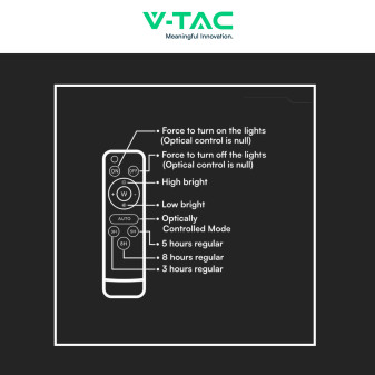 V-Tac VT-120W Faro LED 15W IP65 Nero Pannello e Telecomando