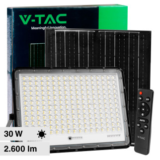 VT-240W Faro LED 30W IP65 Pannello Solare Telecomando Nero V-Tac