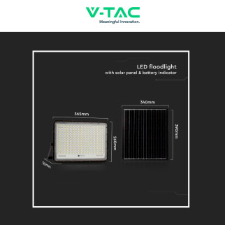 VT-240W Faro LED 30W IP65 Pannello Solare Telecomando Nero V-Tac