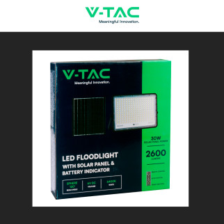 VT-240W Faro LED 30W IP65 Pannello Solare Telecomando Nero V-Tac