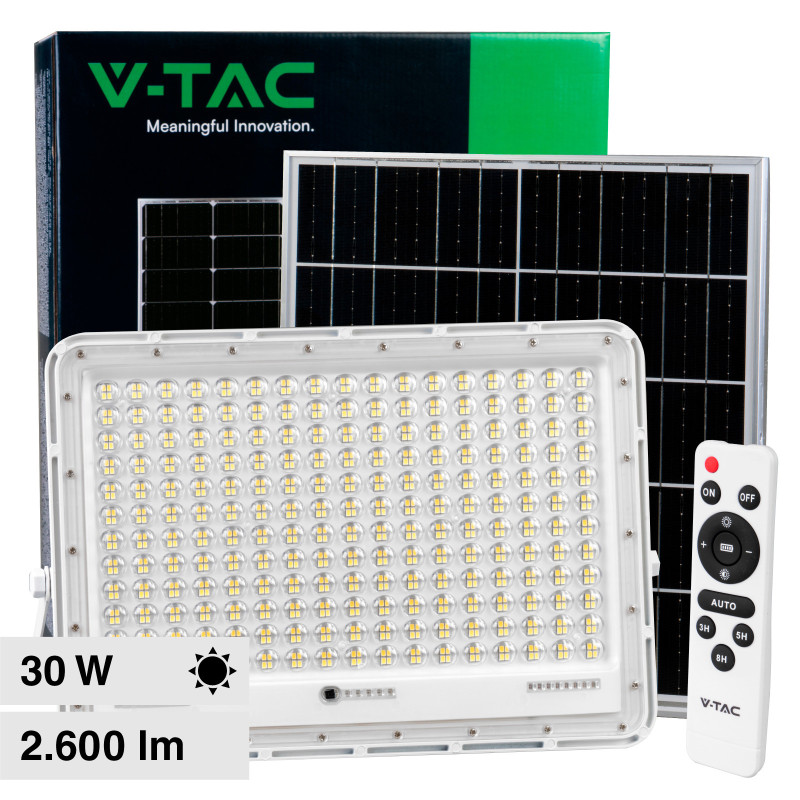 VT-240W Faro LED 30W IP65 Pannello Solare Telecomando Bianco V-Tac