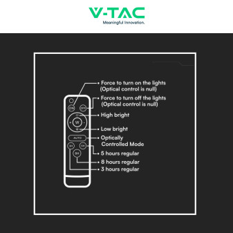 VT-240W Faro LED 30W IP65 Pannello Solare Telecomando Bianco V-Tac
