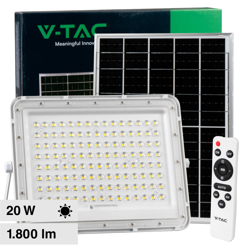 VT-180W Faro LED 20W Bianco Pannello Solare Telecomando V-Tac