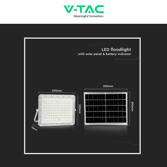 VT-180W Faro LED 20W Bianco Pannello Solare Telecomando V-Tac