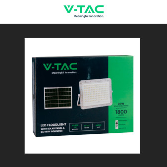 VT-180W Faro LED 20W Bianco Pannello Solare Telecomando V-Tac