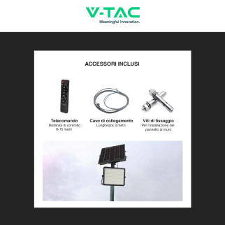 VT-180W Faro LED 20W INero P65 Pannello e Telecomando V-Tac