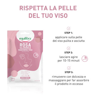 Equilibra Rosa Ialuronica Maschera Viso Tessuto Idratante Rigenerante