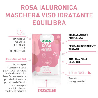 Equilibra Rosa Ialuronica Maschera Viso Tessuto Idratante Rigenerante