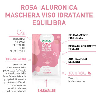 Equilibra Rosa Ialuronica Maschera Viso Tessuto Idratante Rigenerante