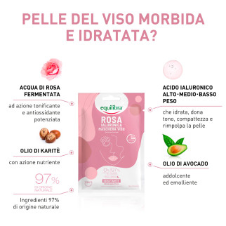 Equilibra Rosa Ialuronica Maschera Viso Tessuto Idratante Rigenerante
