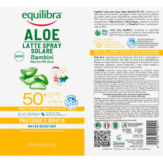 Equilibra Aloe Latte Spray Solare SPF 50+ per Bambini da 150 ml