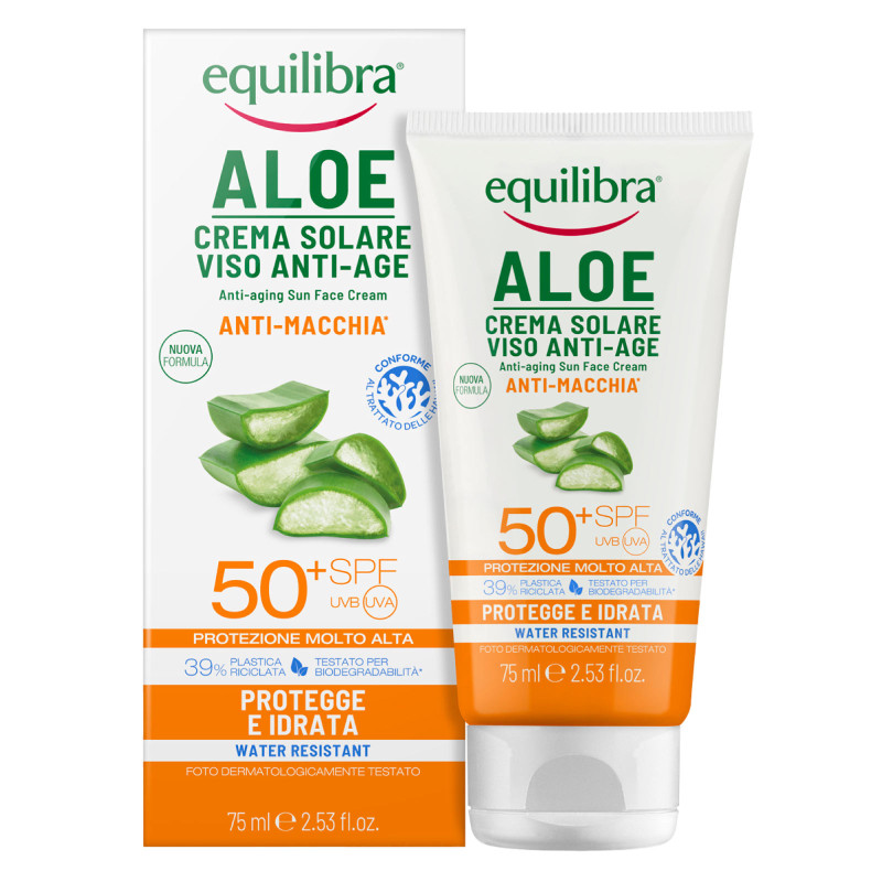 Equilibra Aloe Crema Solare Viso Anti Age SPF 50+ da 75 ml