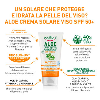 Equilibra Aloe Crema Solare Viso Anti Age SPF 50+ da 75 ml