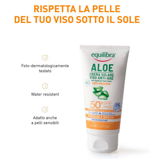 Equilibra Aloe Crema Solare Viso Anti Age SPF 50+ da 75 ml