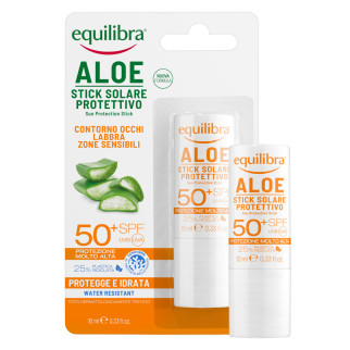 Equilibra Aloe Stick Solare SPF 50+ Conto Occhi Labbra Nei Tatuaggi