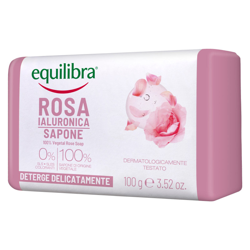Equilibra Rosa Ialuronica Sapone Vegetale Delicato per Mani e Viso