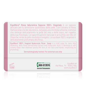 Equilibra Rosa Ialuronica Sapone Vegetale Delicato per Mani e Viso
