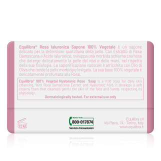 Equilibra Rosa Ialuronica Sapone Vegetale Delicato per Mani e Viso