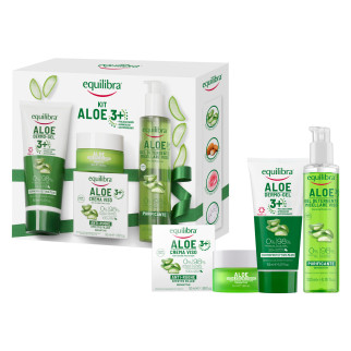 Equilibra Kit  Aloe 3 con Crema Viso Dermo Gel Corpo Detergente Viso