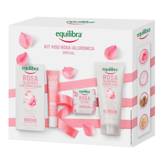 Equilibra Kit Viso Rosa Ialuronica Special Sapone Crema Contorno Occhi