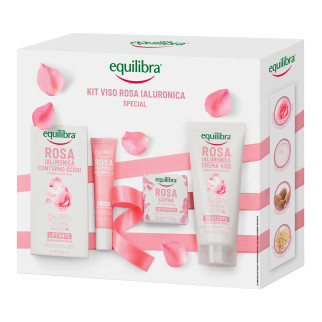 Equilibra Kit Viso Rosa Ialuronica Special Sapone Crema Contorno Occhi