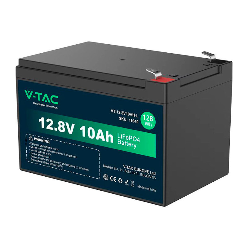 V-Tac VT-12.8V10AH-L Batteria LiFePO4 12,8V 10Ah - SKU 11940
