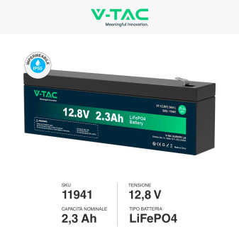 V-Tac VT-12.8V2.3AH-L Batteria LiFePO4 12,8V 2,3Ah - SKU 11941