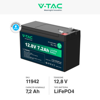 V-Tac VT-12.8V7.2AH-L Batteria LiFePO4 12,8V 7,2Ah - SKU 11942