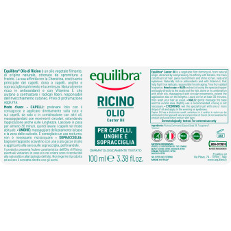 Equilibra Olio Ricino Vegetale Capelli Unghie Sopracciglia 100ml