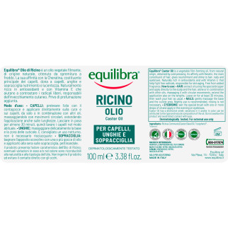 Equilibra Olio Ricino Vegetale Capelli Unghie Sopracciglia 100ml