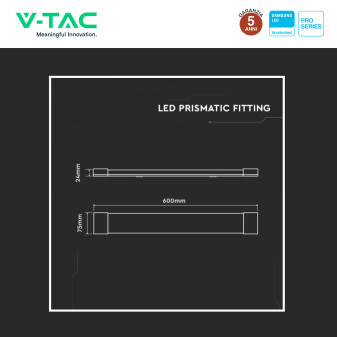 Tubo LED Prismatico Plafoniera 20W 60cm VT-8-20 V-Tac Pro