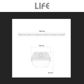 Plafoniera Lineare Lite Porta Tubi LED IP65 per 2 Tubi T8 120cm Life