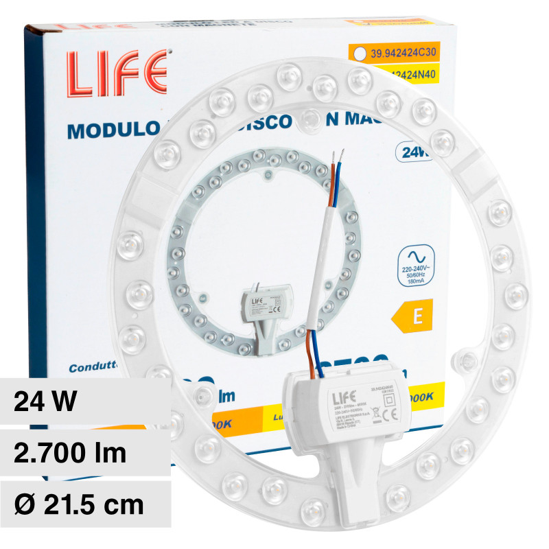 Modulo LED SMD Circolare con Magnete 24W per Plafoniere Life