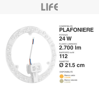 Modulo LED SMD Circolare con Magnete 24W per Plafoniere Life