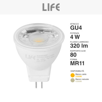 Faretto LED MR11 GU4 4W COB Life