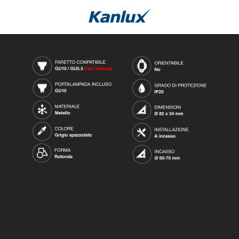 Acquista Kanlux ARGUS II CT-2114-C/M Portafaretto Rotondo da incasso